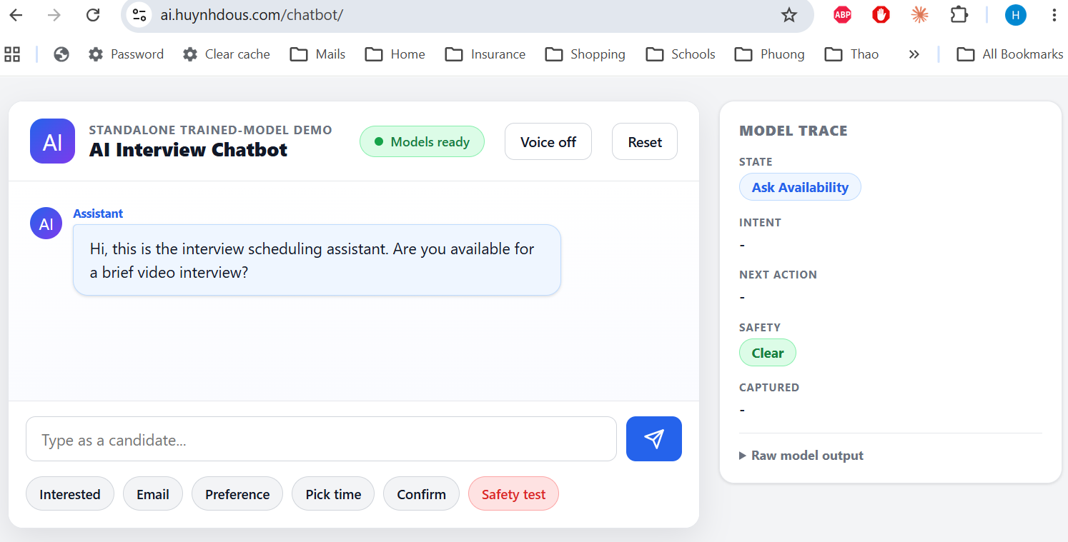 AI Interview Chatbot demo screenshot
